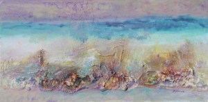 Fossil Beach,mixed media, 12 x 24in