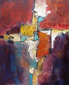 Fractured III, 30 x24 in, mixed media collage