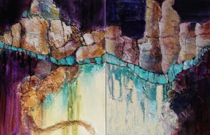 Fractured Earth Diptych II, 24 x 36 in, mixed media collage